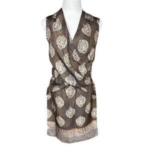 Pauw Amsterdam Women's Silk Faux Wrap Dress S Multicolor Knee Length Formal